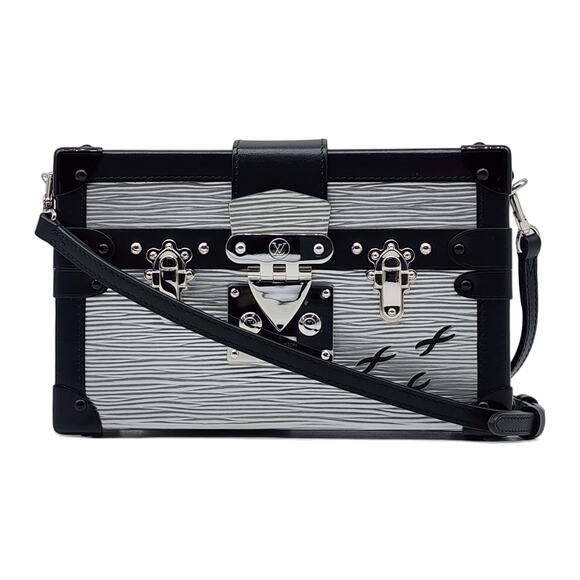 Louis Vuitton Epi Petite Malle Trunk Clutch Shoulder Bag M55309 in Silver - Picture 1 of 11